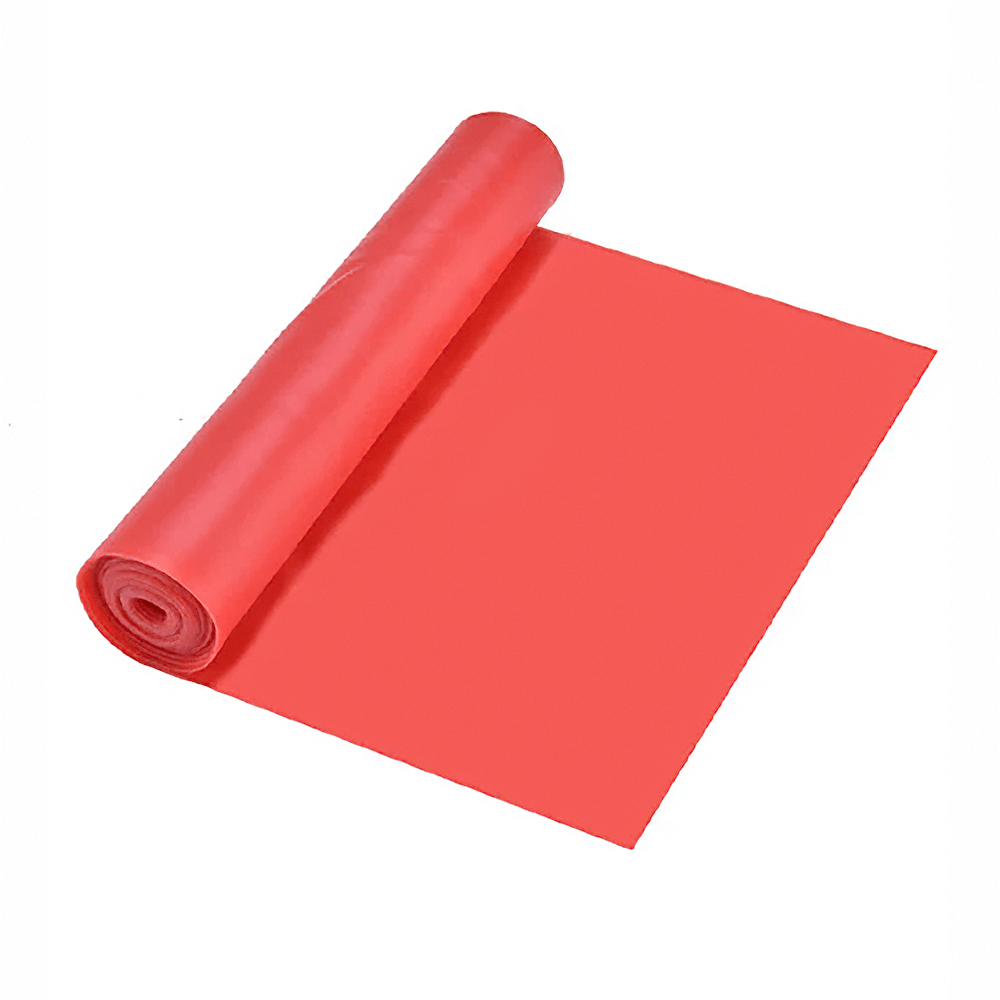 Red natural latex pilates resistance band for versatile home gym workouts, perfect for strengthening legs, buttocks, abdomen, and more.